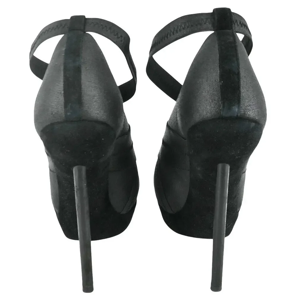 YSL Saint Laurent Black Elastic Platform High Heel Booties Size 36.5 - Picture 3 of 13